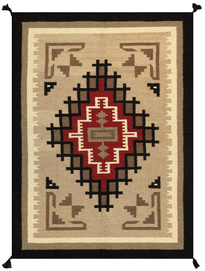 Canvello Navajo Style Hand - Woven Wool Mocha Area Rug - 5'2" X 7' - Canvello