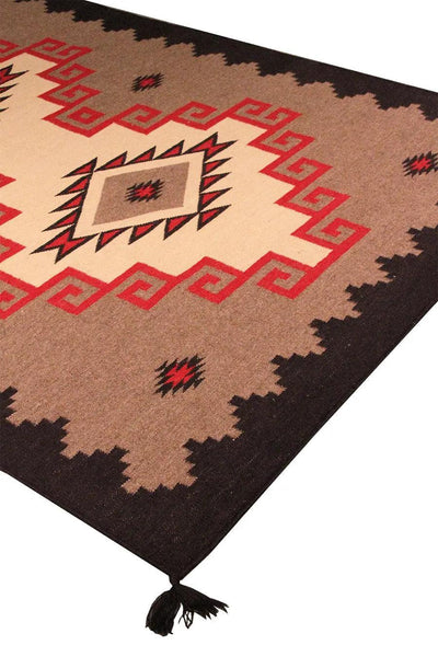 Canvello Navajo Style Hand-Woven Wool Mocha Area Rug- 8'10" X 11'11"