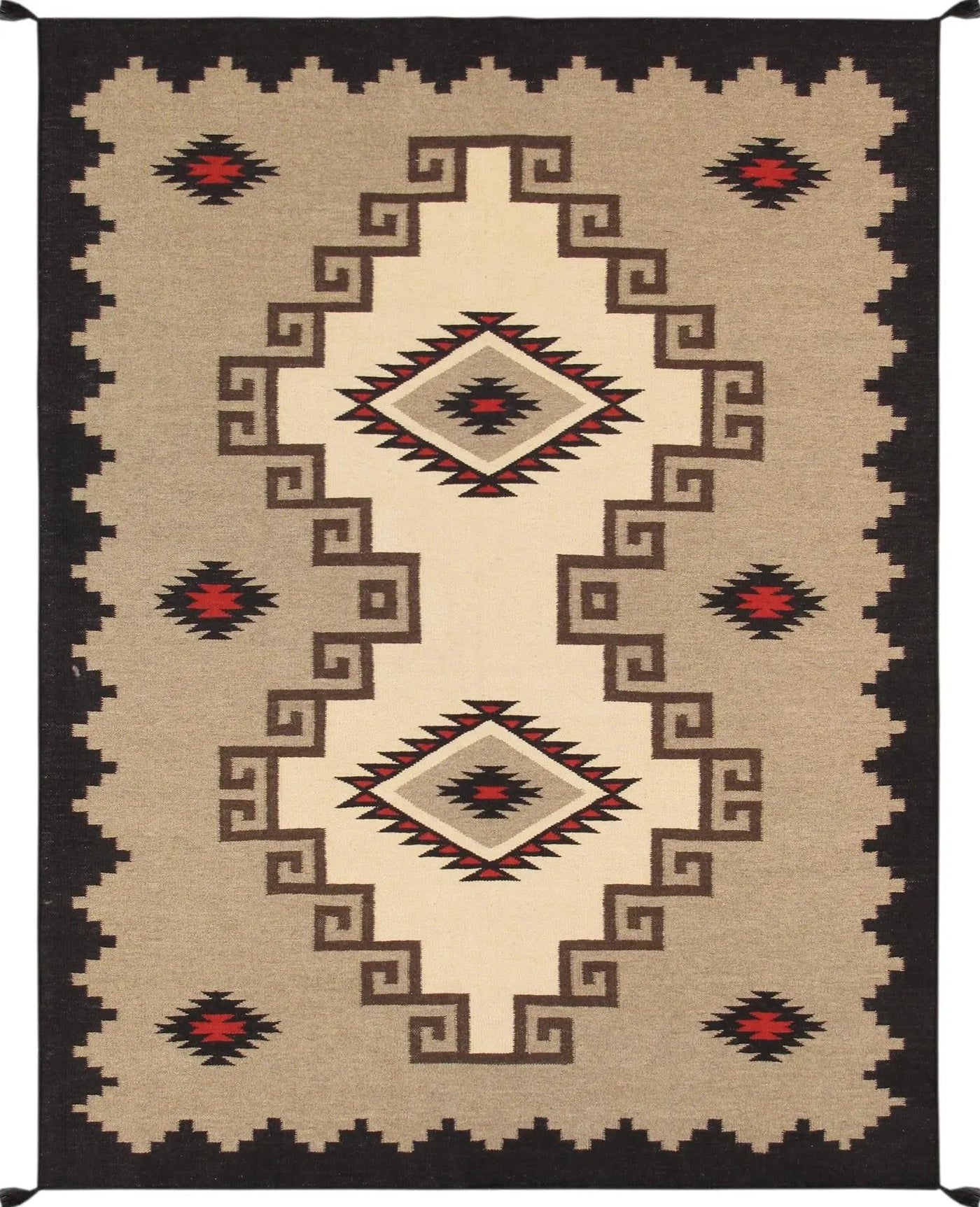 Canvello Navajo Style Hand-Woven Wool Mocha Area Rug- 8'11" X 11'11"