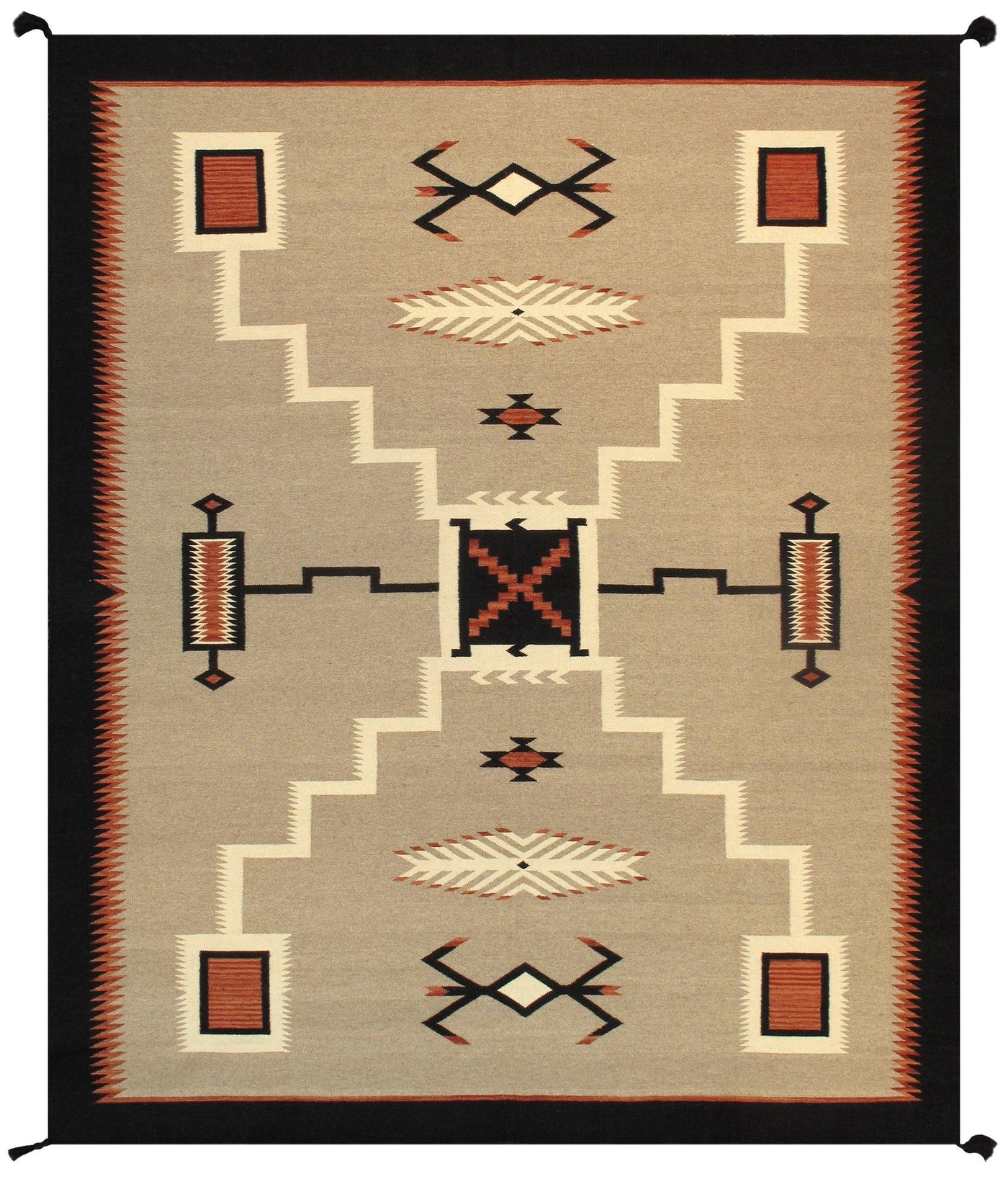 Canvello Navajo Style Hand-Woven Wool Mocha Area Rug- 8'2" X 10'