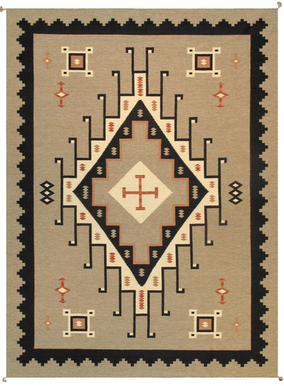 Canvello Navajo Style Hand-Woven Wool Mocha Area Rug- 8'9" X 11'11"
