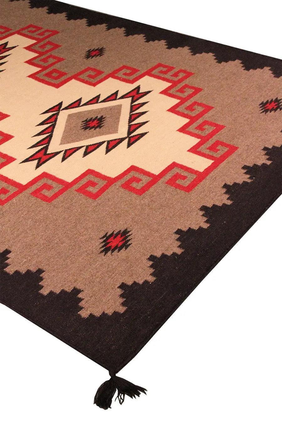 Canvello Navajo Style Hand - Woven Wool Mocha Area Rug - 8'10" X 11'11" - Canvello