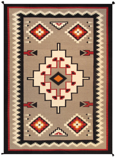 Canvello Navajo Style Hand-Woven Wool Mocha Area Rug- 9'8" X 13'7"