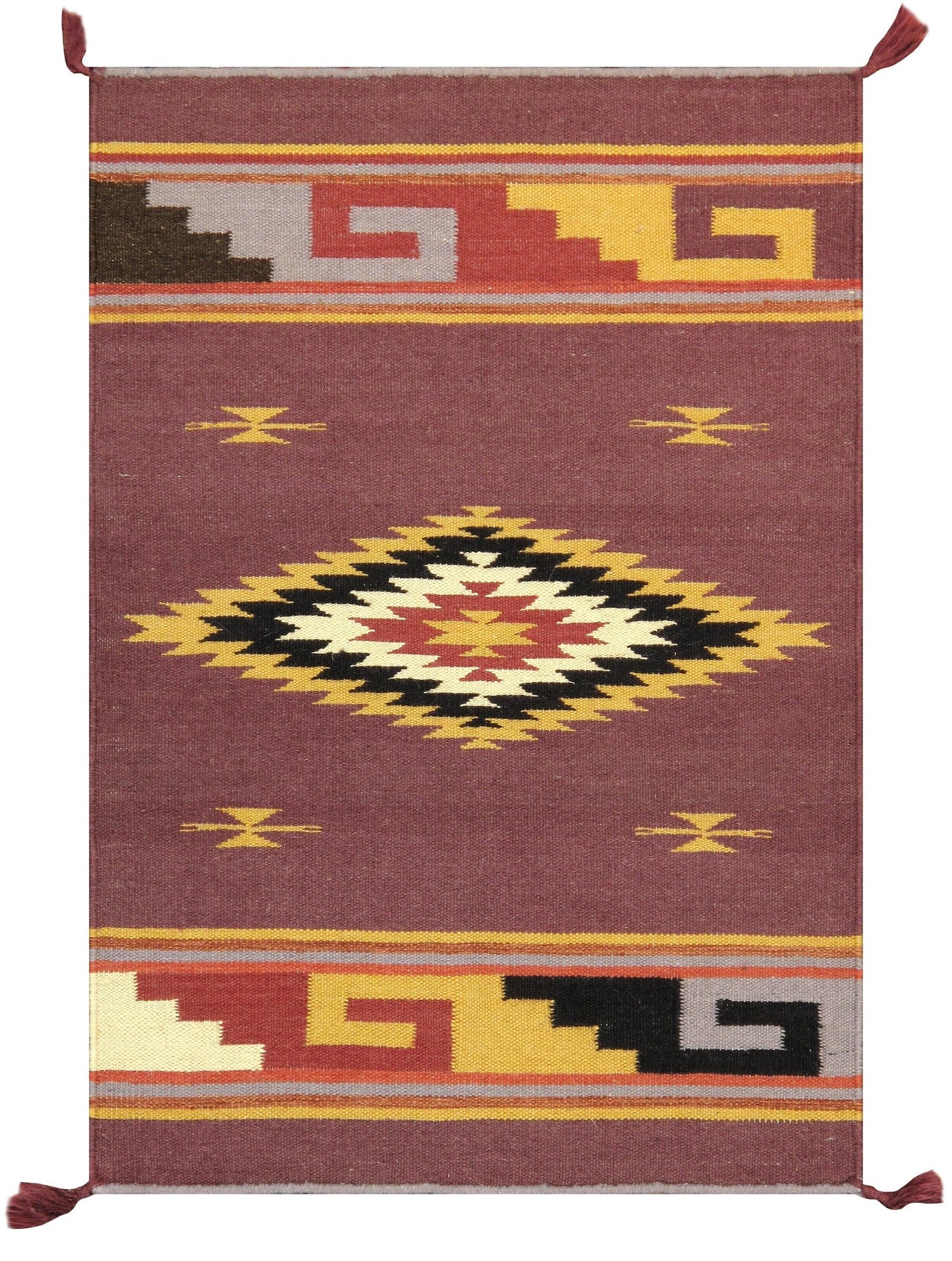 Canvello Navajo Style Hand-Woven Wool Purple Area Rug- 2'1" X 3'