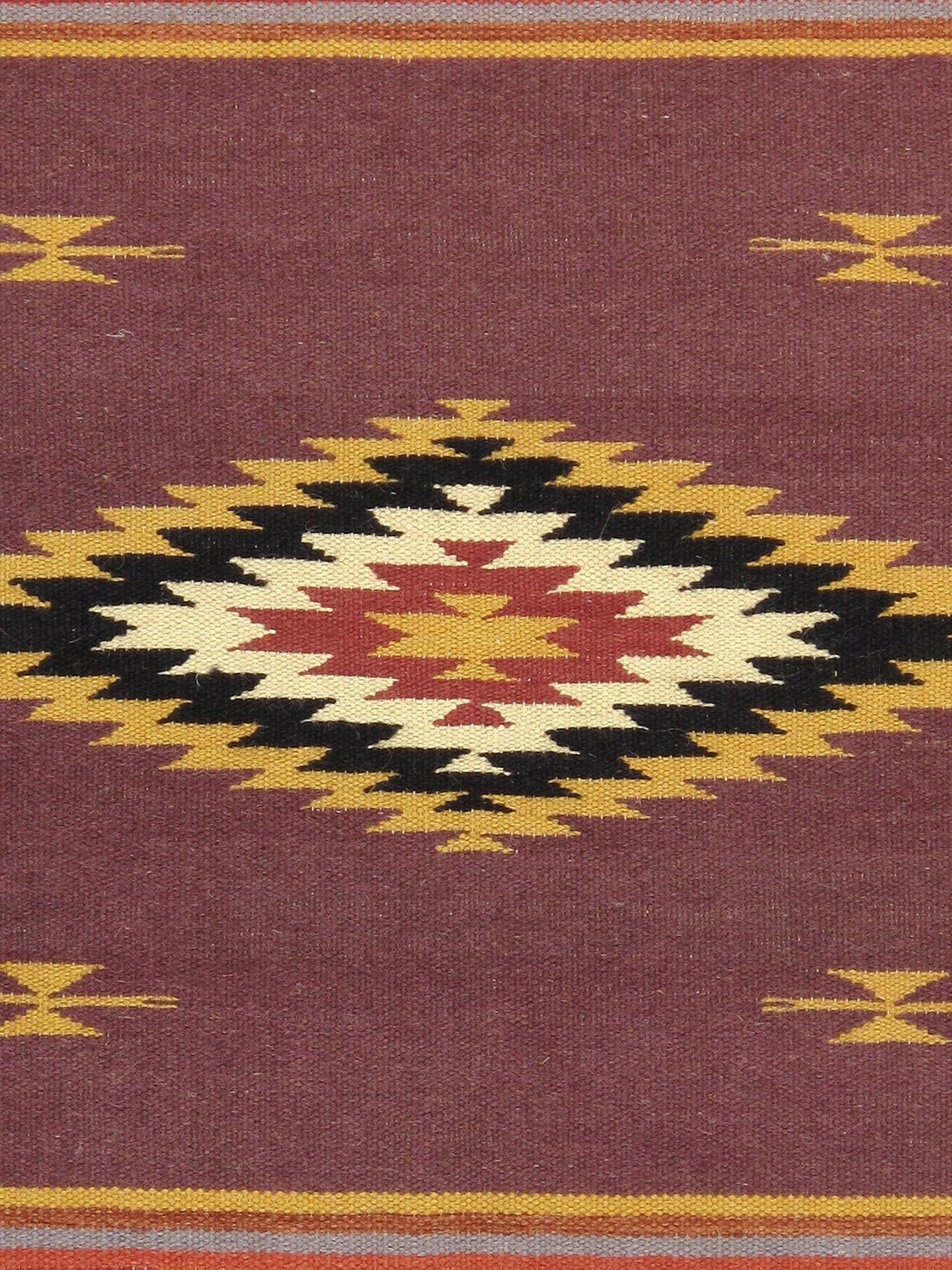 Canvello Navajo Style Hand-Woven Wool Purple Area Rug- 2'1" X 3'