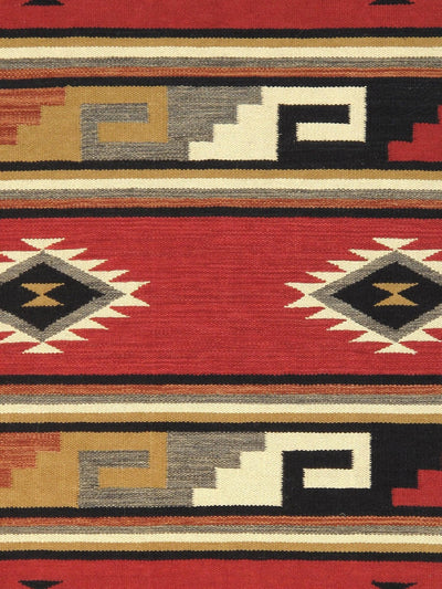 Canvello Navajo Style Hand - Woven Wool Red Area Rug - 3'2" X 4'9" - Canvello