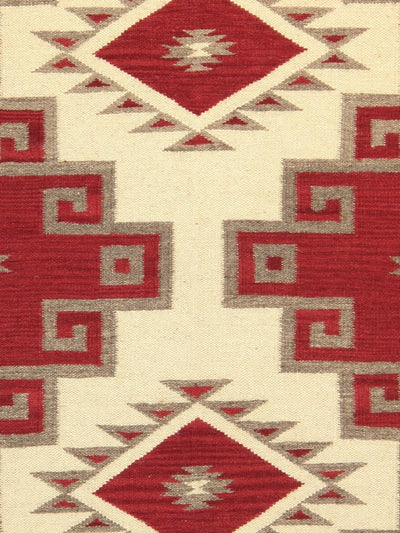 Canvello Navajo Style Hand-Woven Wool Red Area Rug- 4'2" X 5'11"
