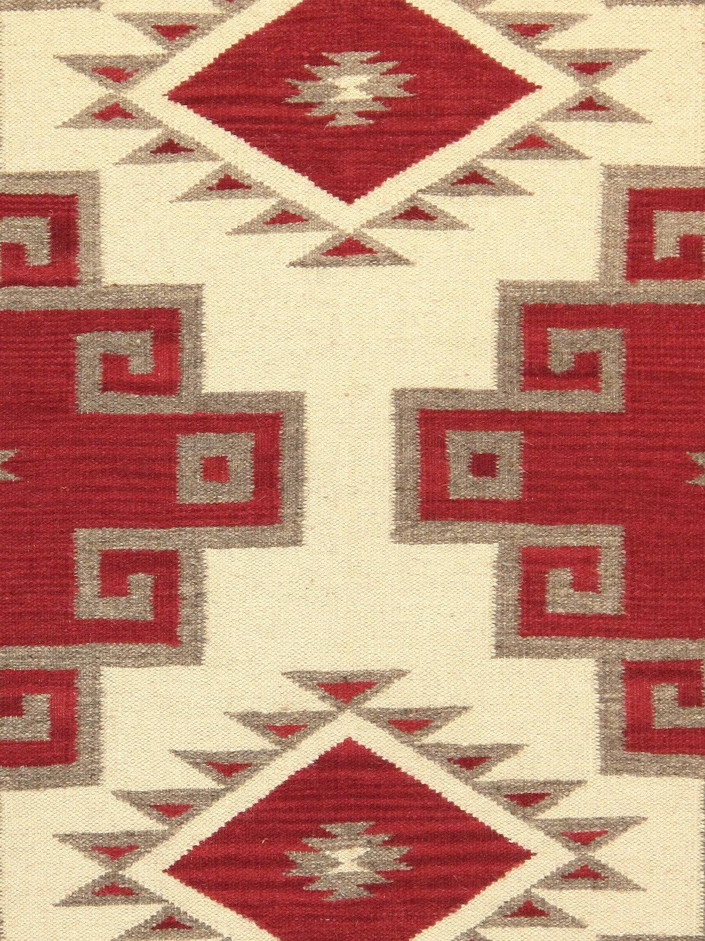 Canvello Navajo Style Hand - Woven Wool Red Area Rug - 4'2" X 5'11" - Canvello