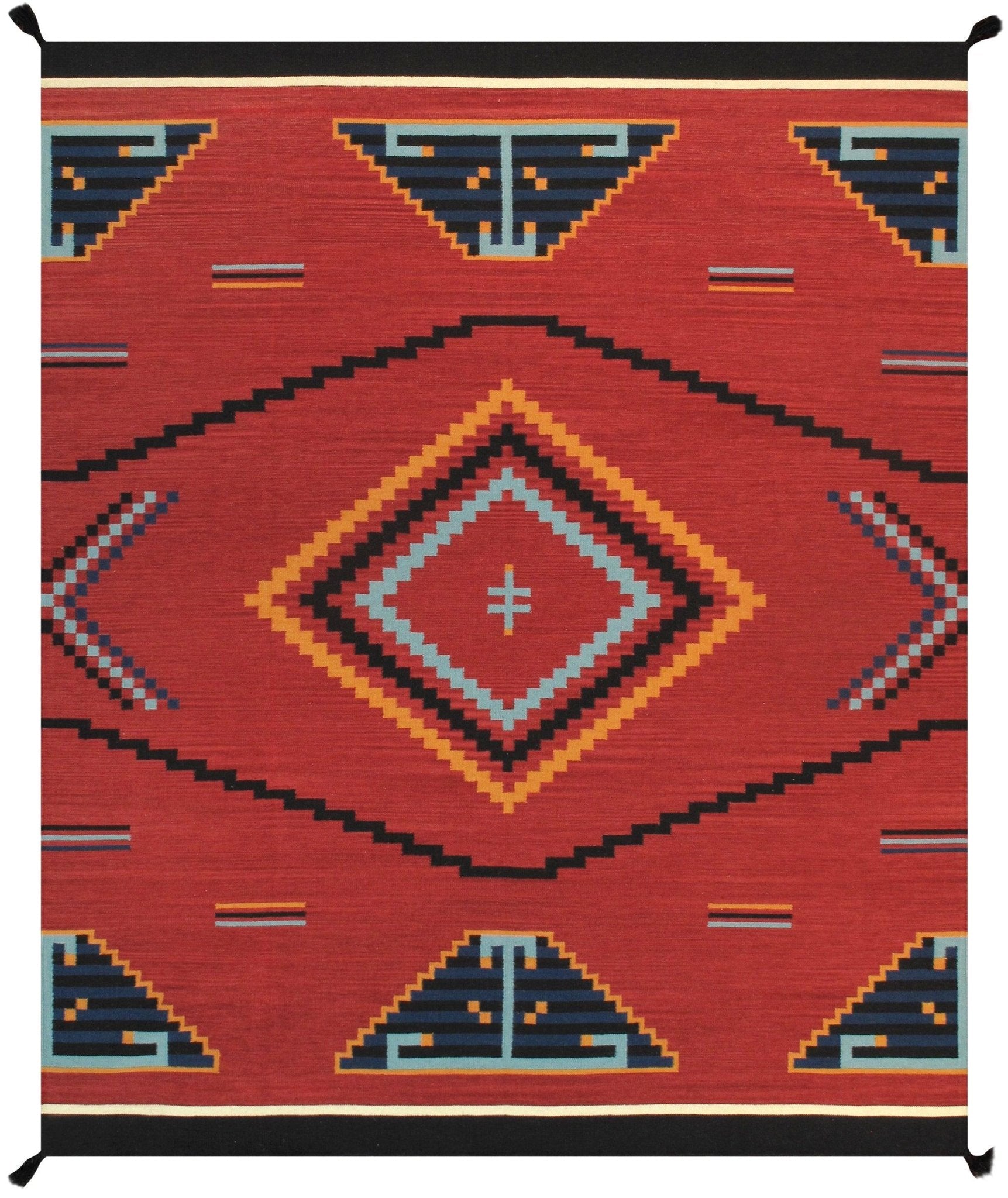 Canvello Navajo Style Hand-Woven Wool Red Area Rug- 8'3