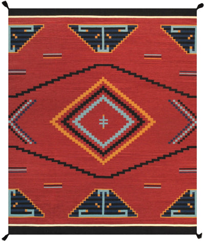 Canvello Navajo Style Hand - Woven Wool Red Area Rug - 8'3" X 9'11" - Canvello