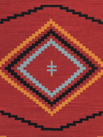 Canvello Navajo Style Hand - Woven Wool Red Area Rug - 8'3" X 9'11" - Canvello