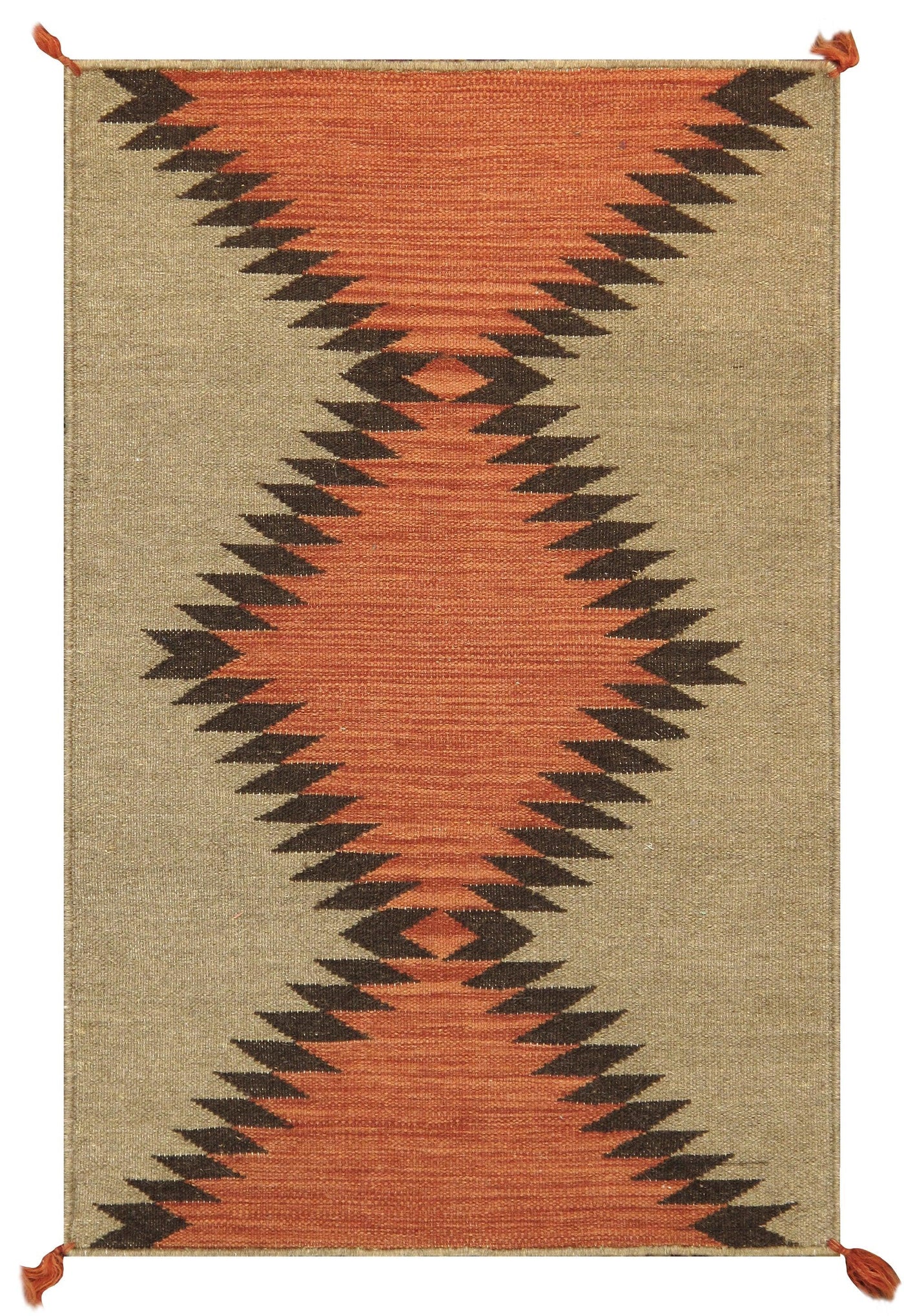 Canvello Navajo Style Hand-Woven Wool Rust Area Rug- 2' X 3'2"