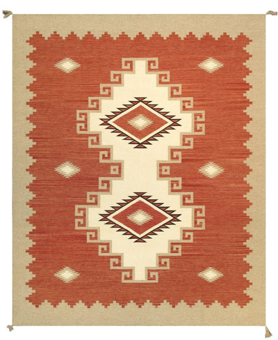 Canvello Navajo Style Hand - Woven Wool Rust Area Rug - 8'1" X 10' - Canvello