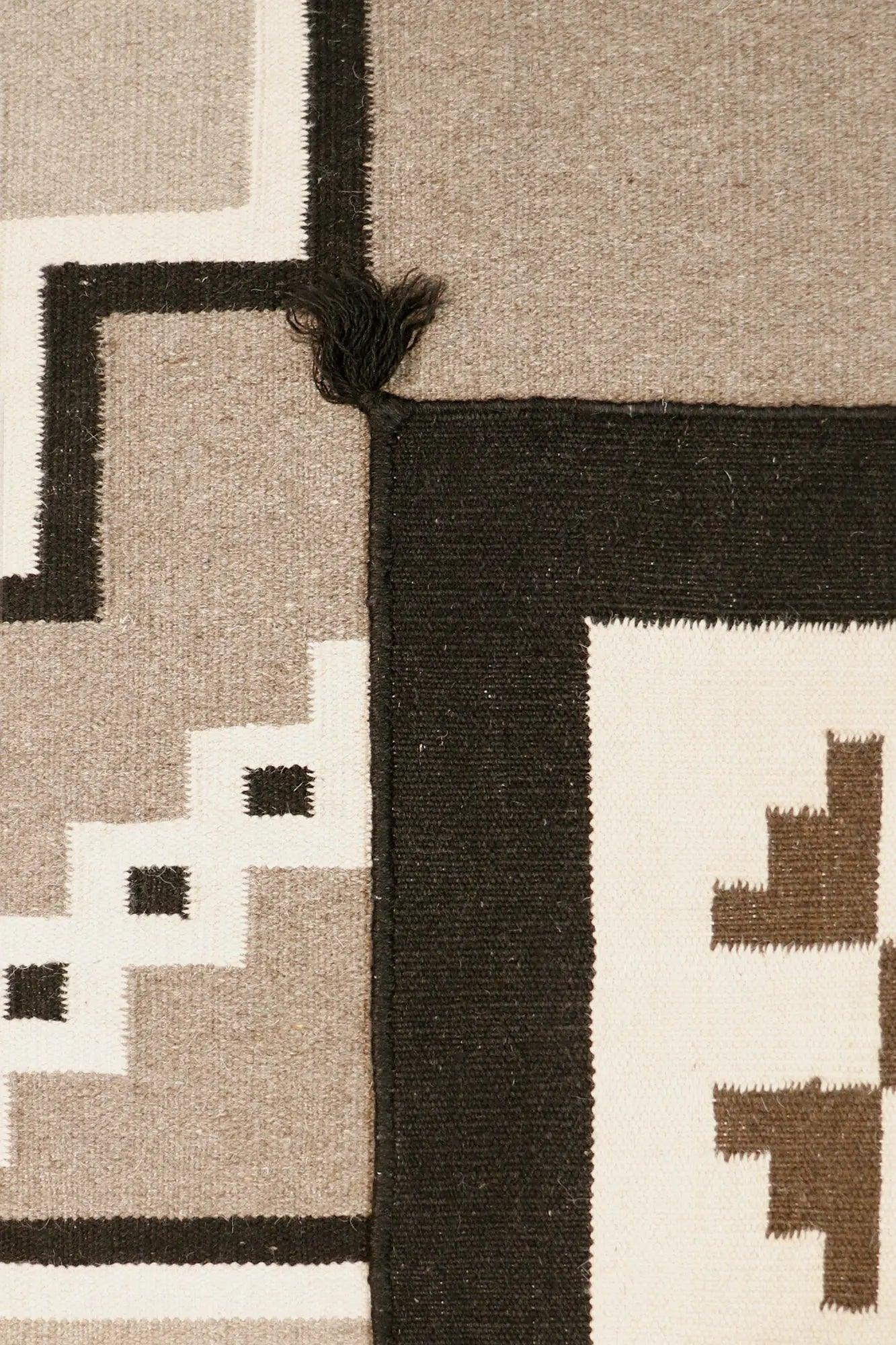 Canvello Navajo Style Hand - Woven Wool Taupe Area Rug - 9'1" X 11'9" - Canvello