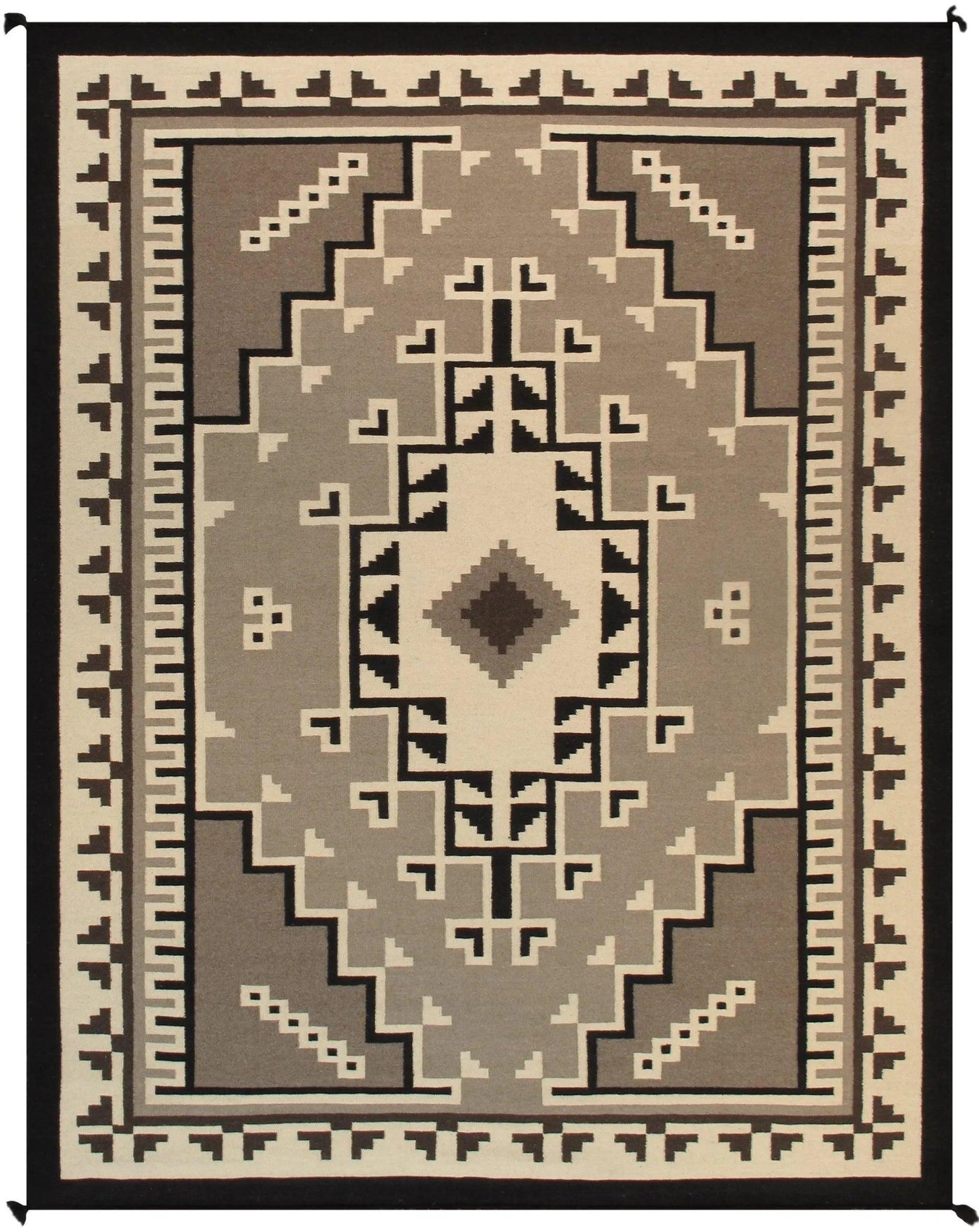 Canvello Navajo Style Hand - Woven Wool Taupe Area Rug - 9'1" X 11'9" - Canvello