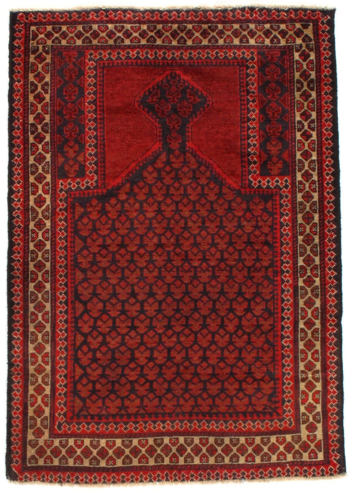 Canvello Navy Balouchi Alfombra de oración 3' x 4'