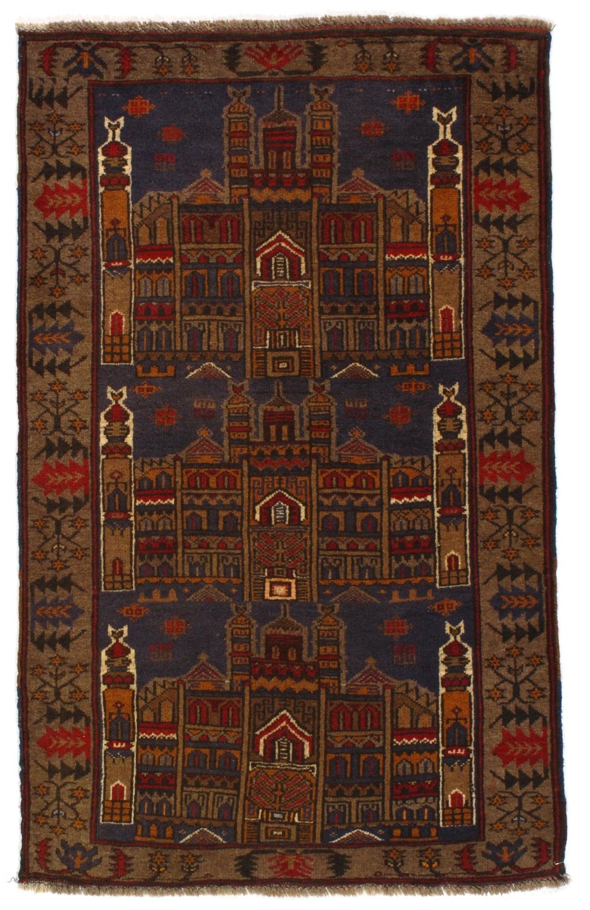 Canvello Navy Balouchi Prayer Rug - 3' x 5
