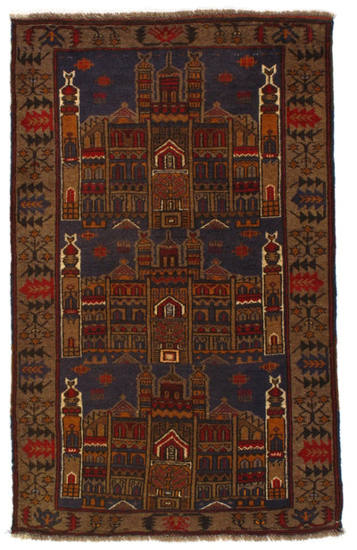 Canvello Navy Balouchi Prayer Rug - 3' x 5 - Canvello