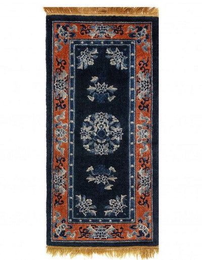 Canvello Navy Blue Antique Art Deco Rug - 2'1'' X 4'2'' - Canvello