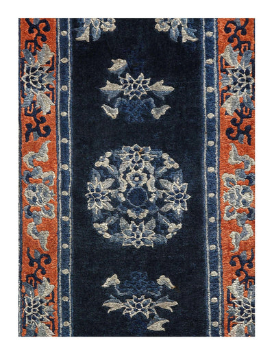 Canvello Navy Blue Antique Art Deco Rug - 2'1'' X 4'2'' - Canvello