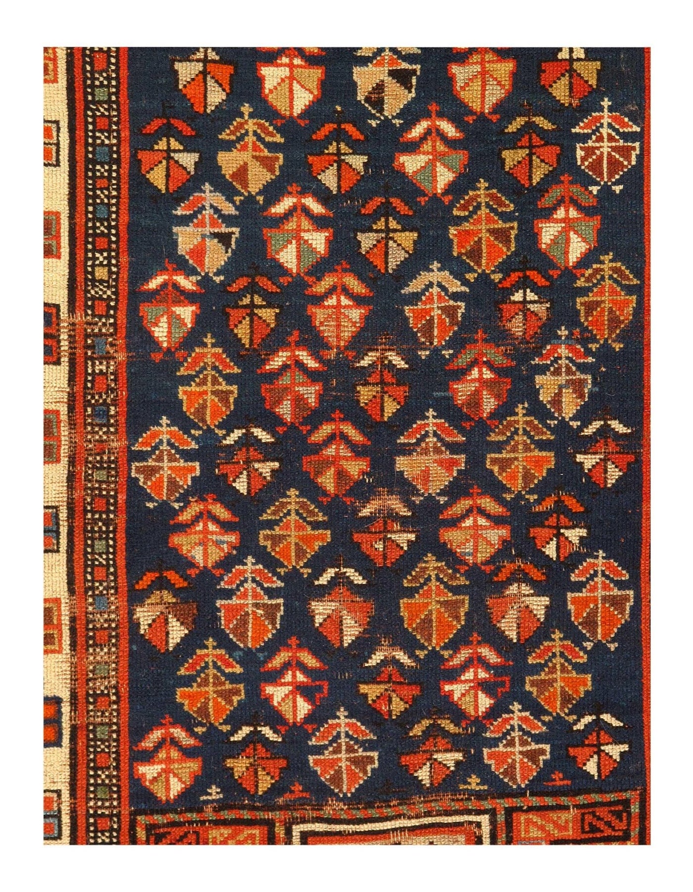 Canvello Navy Blue Antique Caucasian kazak rug 2'11'' X 5'4'' - Canvello