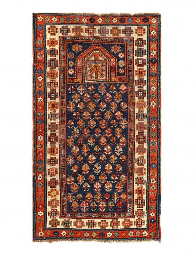 Canvello Navy Blue Antique Caucasian kazak rug 2'11'' X 5'4'' - Canvello