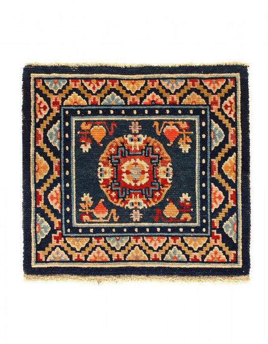 Canvello Navy Blue Antique Chinese Art Deco - 2'6'' X 2'6''