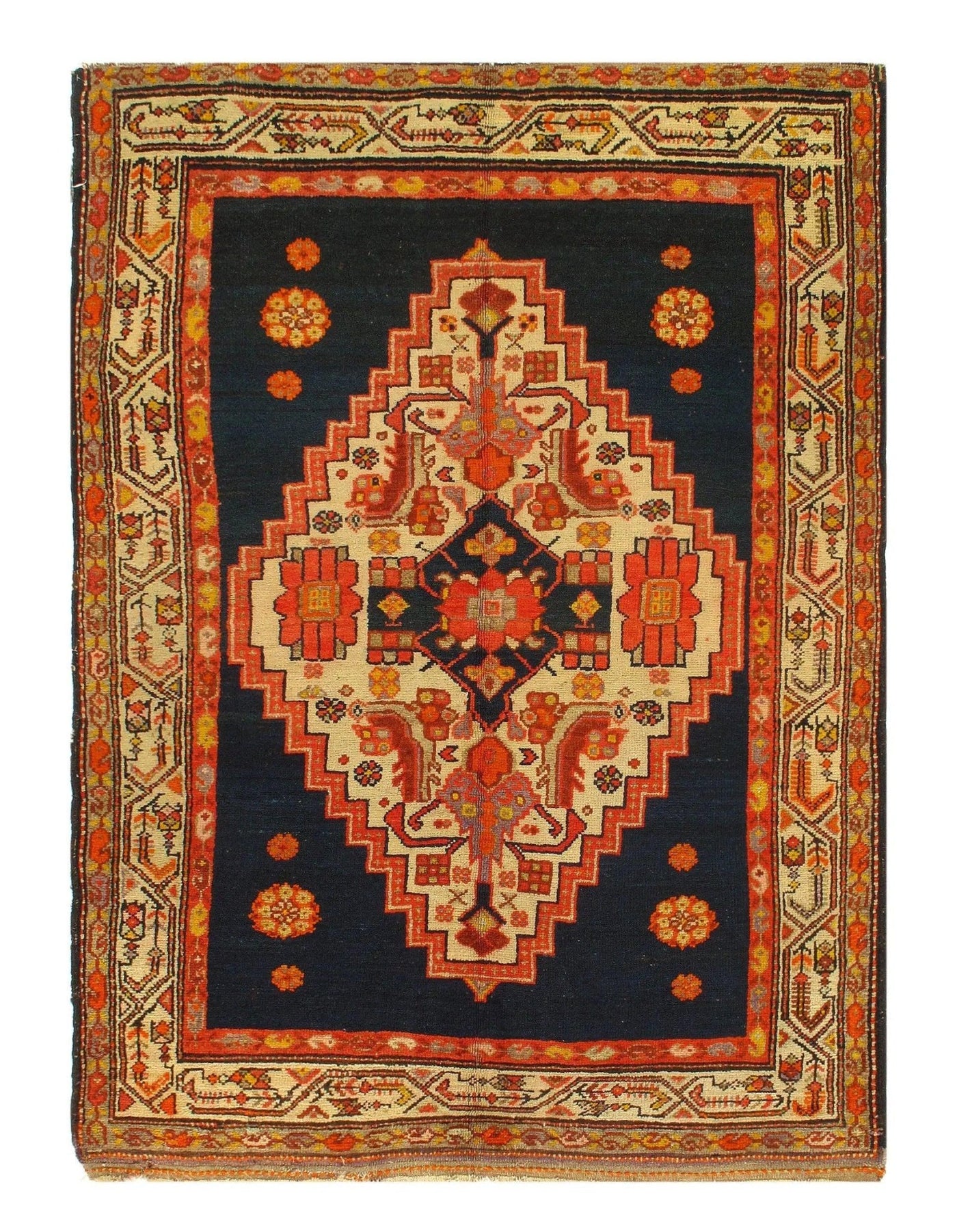 Canvello Navy Blue antique Kazak Rug - 4'1'' X 5'9'' - Canvello