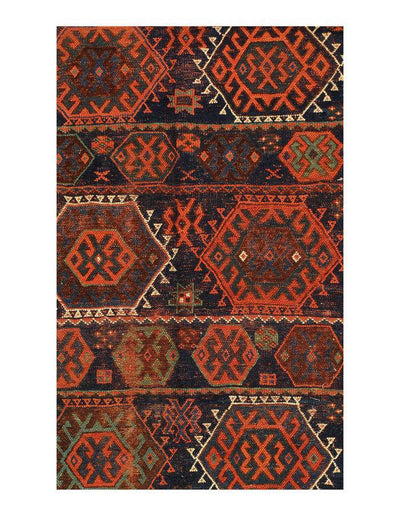 Canvello Navy Blue Antique Russian kazak Runner Rug - 4'11'' X 10'4'' - Canvello