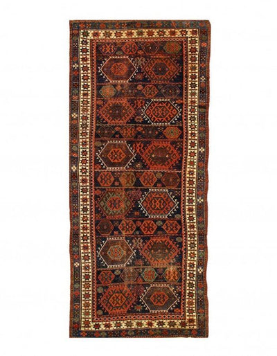 Canvello Navy Blue Antique Russian kazak Runner Rug - 4'11'' X 10'4'' - Canvello