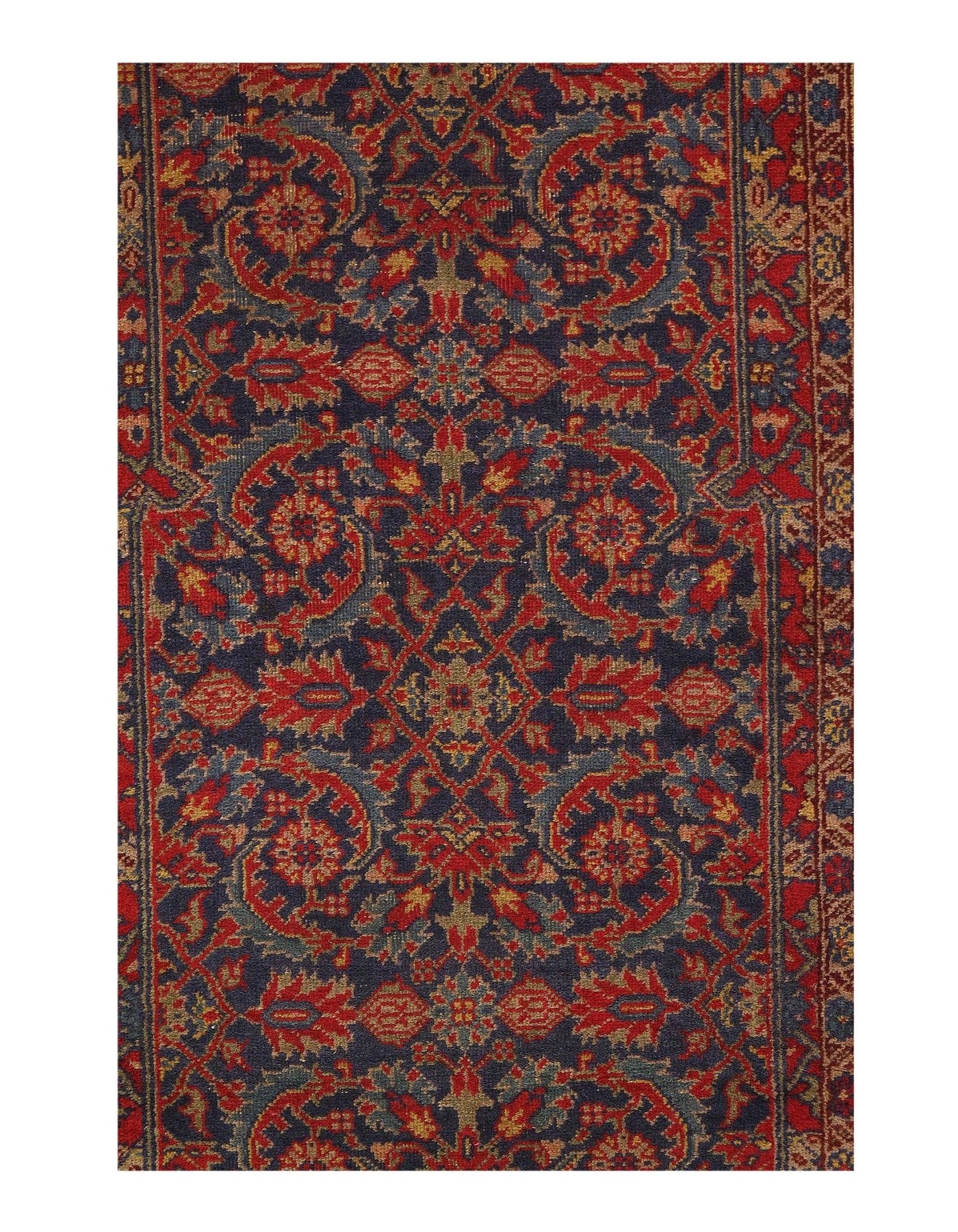 Canvello Navy Blue Antique Turkish Hand Knotted Sivas Runner 2'11'' X 10'11'' - Canvello