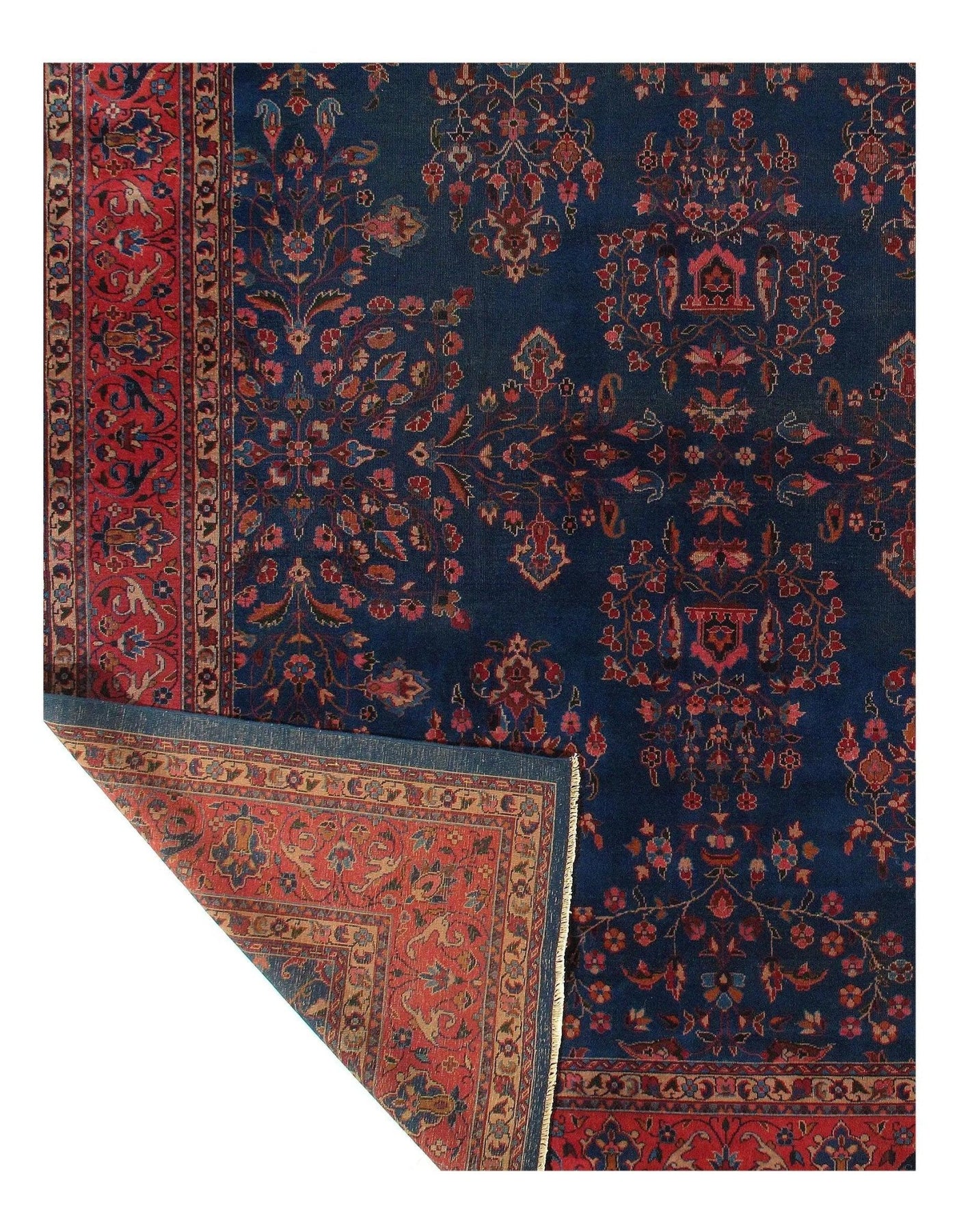 Canvello Navy Blue Antique Turkish Tabriz Rug - 10'9" x 21'5" - Canvello