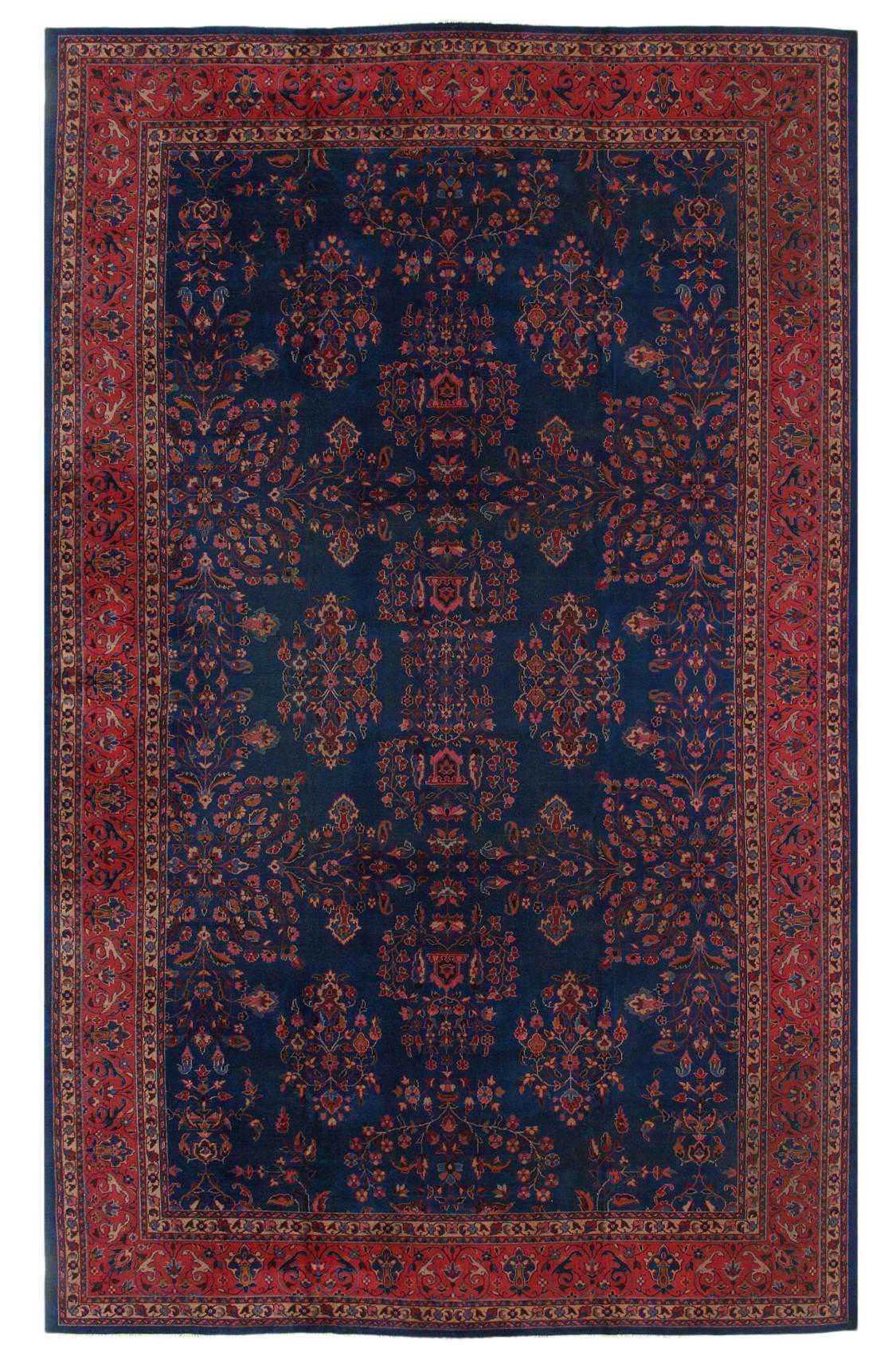 Canvello Navy Blue Antique Turkish Tabriz Rug - 10'9" x 21'5" - Canvello