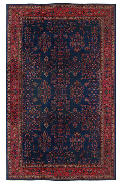 Canvello Navy Blue Antique Turkish Tabriz Rug - 10'9" x 21'5" - Canvello