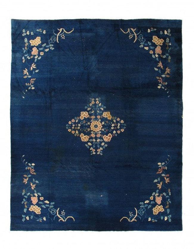 Canvello Navy Blue Chinese Art Deco Antique Rugs - 8'11'' X 11'6''