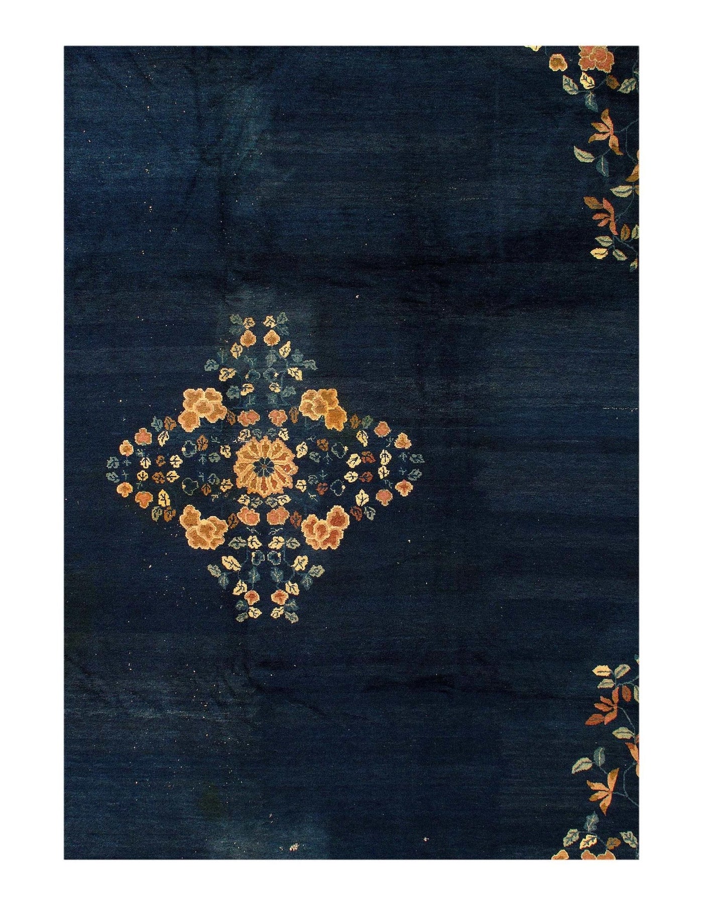 Canvello Navy Blue Chinese Art Deco Antique Rugs - 8'11'' X 11'6'' - Canvello