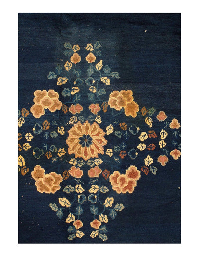 Canvello Navy Blue Chinese Art Deco Antique Rugs - 8'11'' X 11'6'' - Canvello