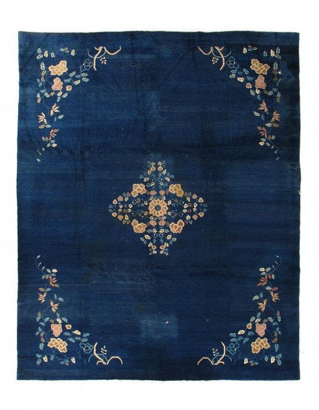 Canvello Navy Blue Chinese Art Deco Antique Rugs - 8'11'' X 11'6'' - Canvello