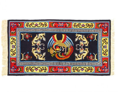 Canvello Navy Blue Chinese Art Deco Rug - 3'1'' X 5'9''