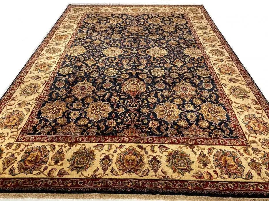 Navy Blue Fine Hand Knotted Agra 9' X 12'7''
