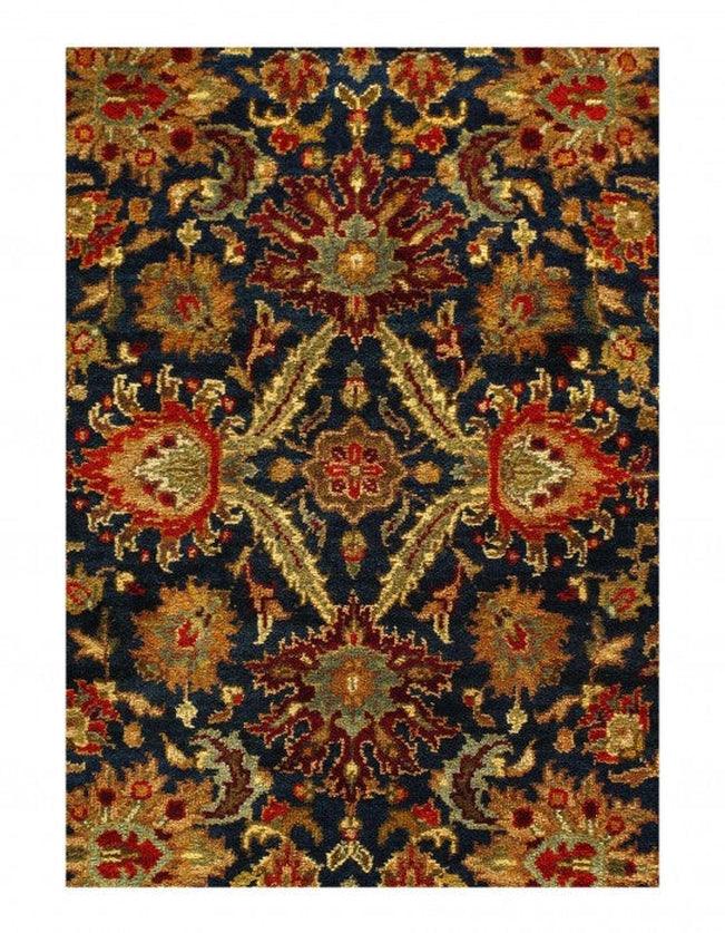 Navy Blue Fine Hand Knotted Agra rug 4' X 6'3''