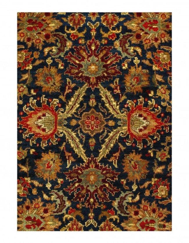 Canvello Navy Blue Fine Hand Knotted Agra rug 4' X 6'3'' - Canvello