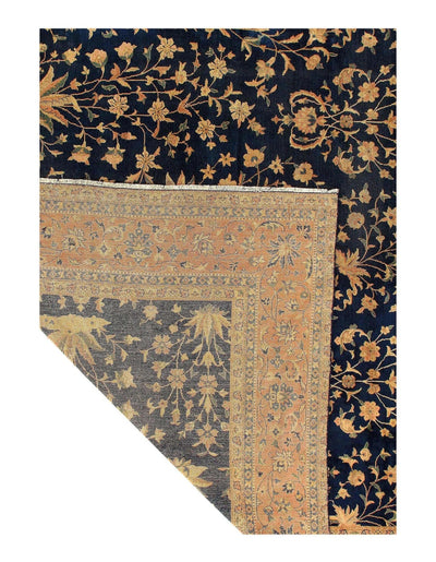 Canvello Navy Blue Fine Hand knotted Antique larestan 11'X 24' - Canvello