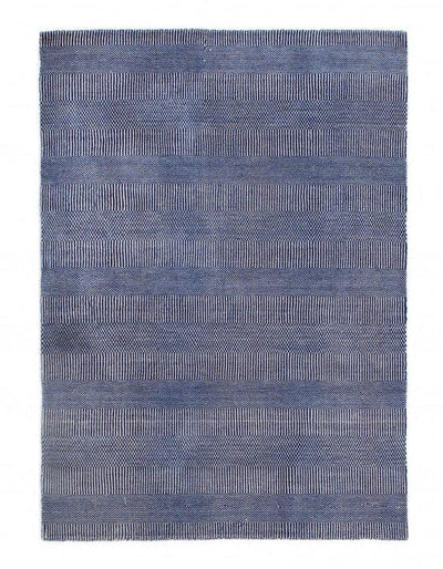 Canvello Navy Blue Fine Hand Knotted Modern Rug 5'4'' X 7'6'' - Canvello