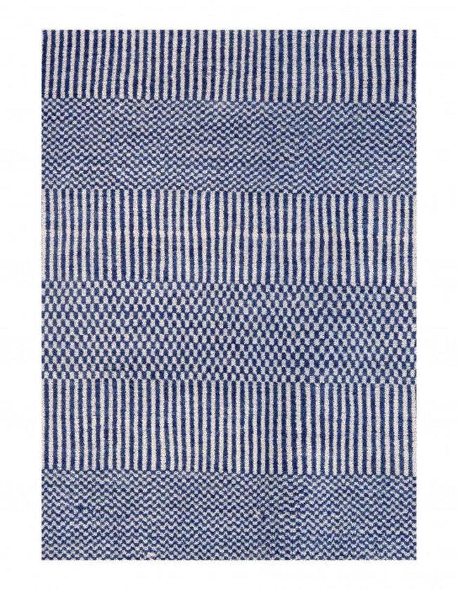 Canvello Navy Blue Fine Hand Knotted Modern Rug 5'4'' X 7'6'' - Canvello