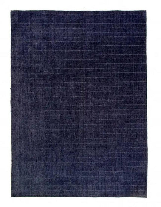 Canvello Navy Blue Fine Hand Knotted Modern Rug 8' X 11'