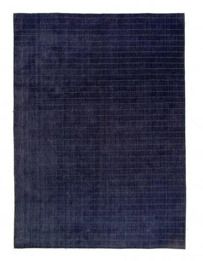 Canvello Navy Blue Fine Hand Knotted Modern Rug 8' X 11' - Canvello