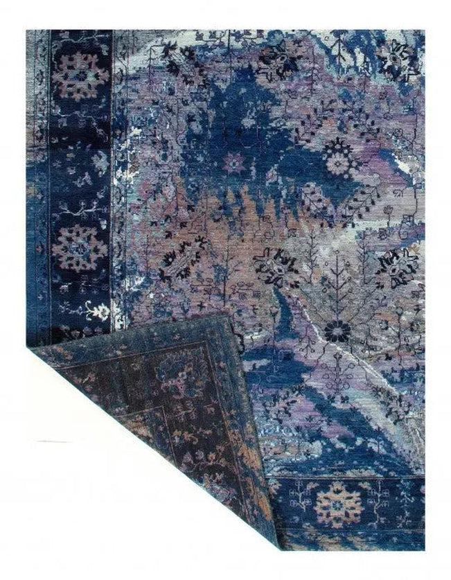 Canvello Navy Blue Fine Hand Knotted Modern Rug 9' X 12' - Canvello