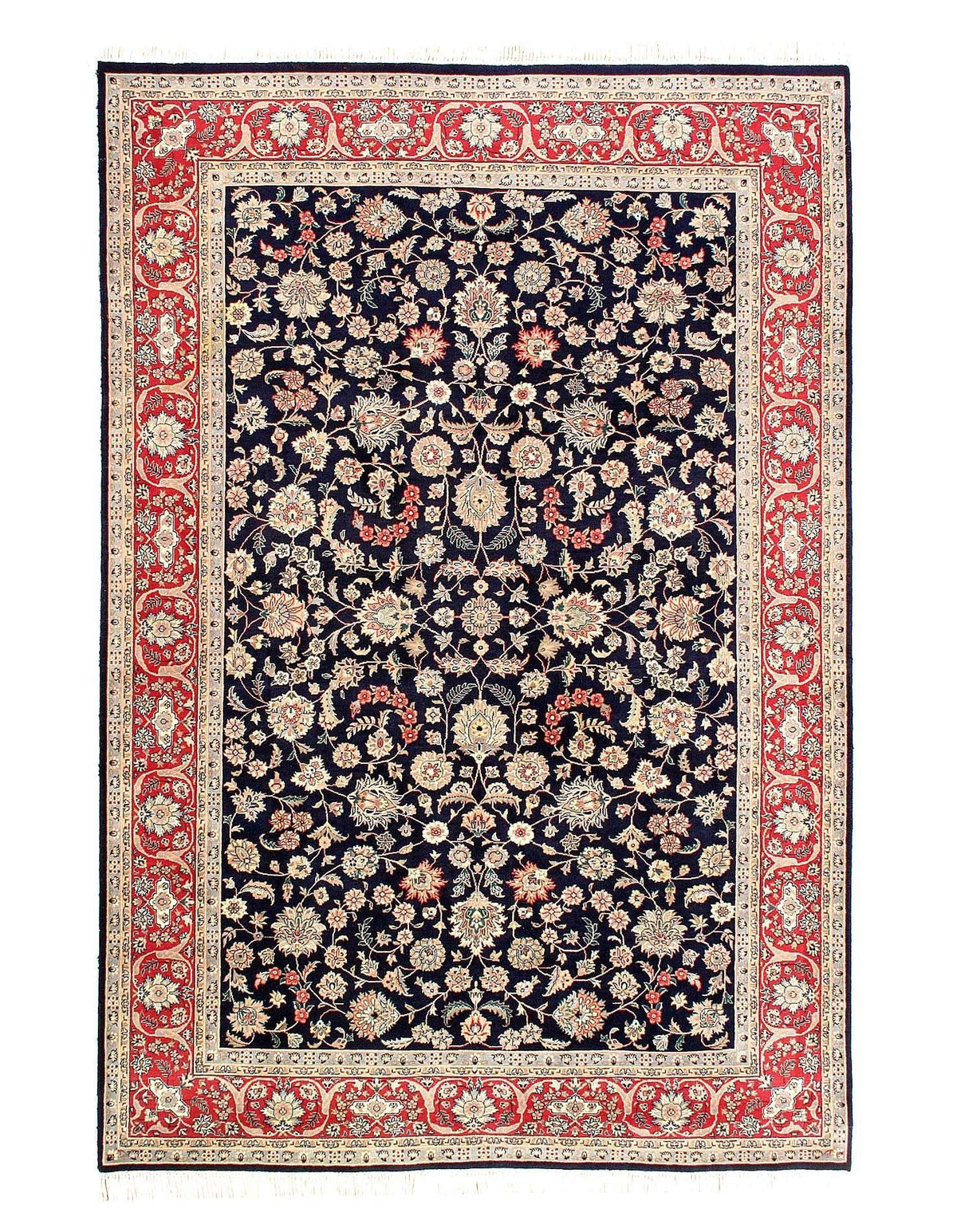 Canvello azul marino fino anudado a mano Pak Tabriz - 6'1'' X 9'2''