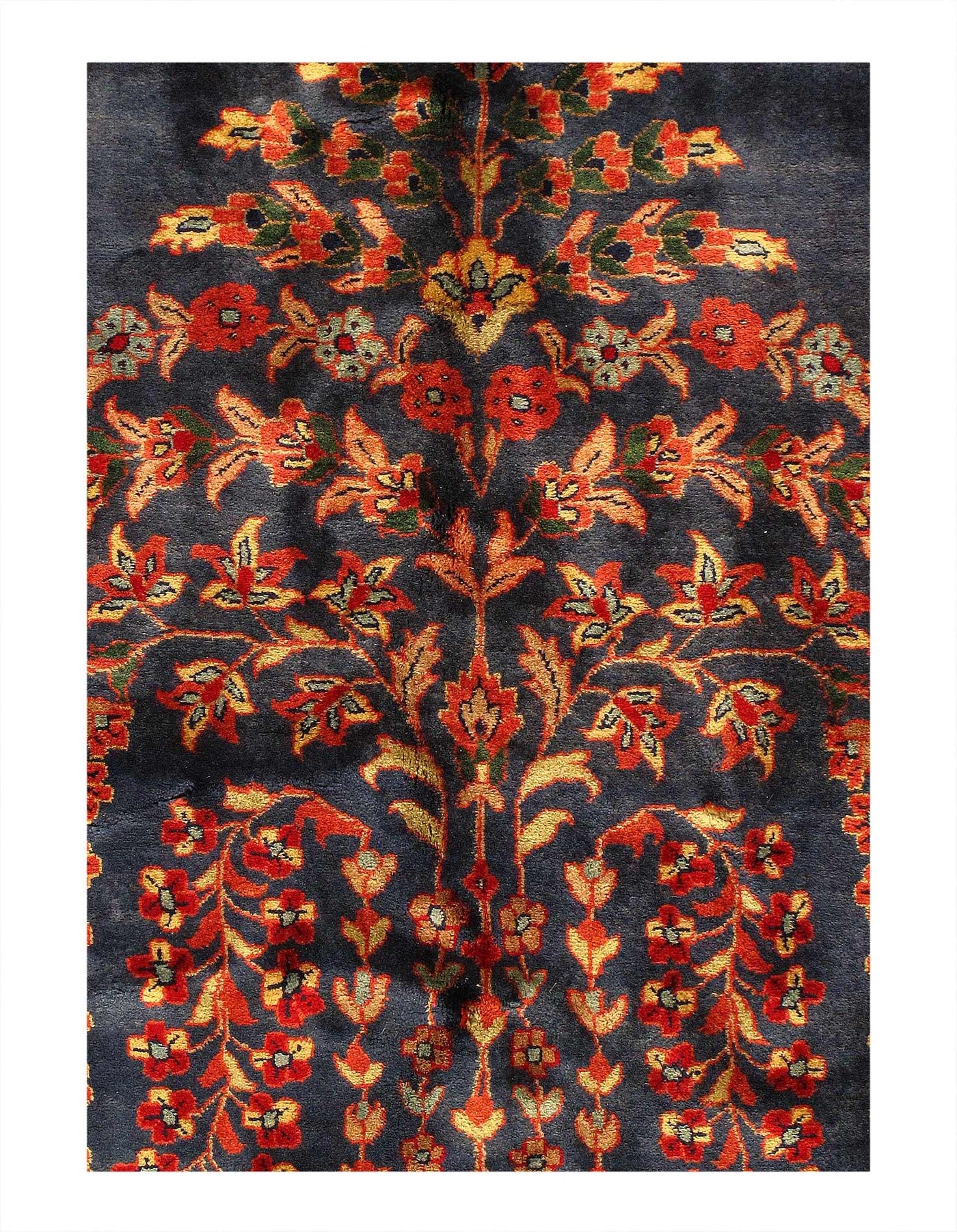 Canvello Navy Blue Fine Hand Knotted Sarouk Mohajran Design - 10' X 17' - Canvello